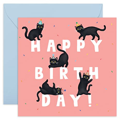 Central 23 - Biglietto di compleanno per bambini, con scritta Birthday Letters Cat, per uomini e donne, per gatto e papà, con divertenti adesivi, riciclabili