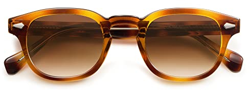 SOJOS Retro Small Round Sunglasses for Men Women Trendy Circle Style UV400 Lenses Unisex Sun Glasses SJ2251, Brown Pattern Frame/Brown Grading Lens