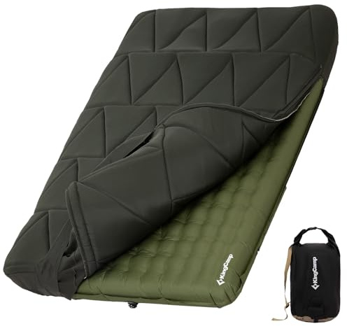 KingCamp Gorgeous Double 6.7 Camping Mattress with Washable Foam Cover, Extra-Thick Full Size Inflable Mattress with Pump Sack, Portable Double Mattress for Camp Outdoor Tent, Car & Guest