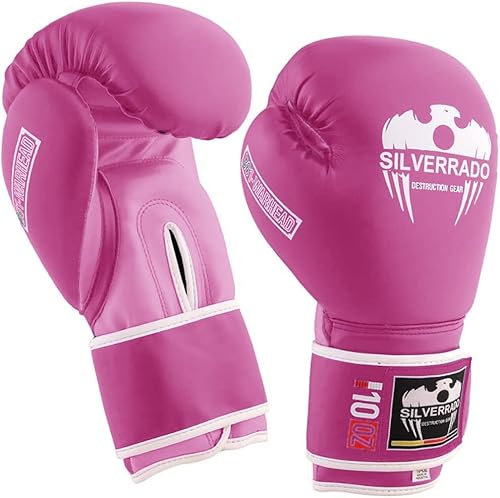 SILVER RADO Boxhandschuhe für Männer/Frauen, Kinder, Muay Thai, Sparring, Kickboxhandschuhe für MMA, Kampfsporttraining und Schlaghandschuhe, 4 6 8 10 12 14 16 oz (Rosa, 4 OZ)