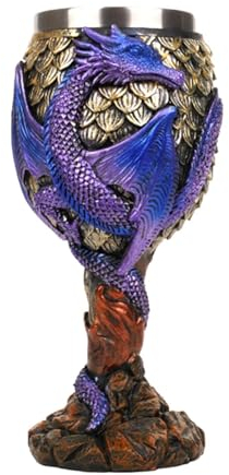 Verre médiéval – Verre à vin rouge créatif en 3 dimensions, 117 ml, tasse médiévale avec motif dragons | Calice à vin médiéval en acier inoxydable pour décoration d'intérieur, 9 x 9 x 18 cm, couleur