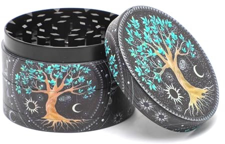 Premium Grinder, Klein Grinder Crushe, 4 Teilig 6.3cm Grinder Metall mit magnetischen Deckel und Scraper, Gemacht aus Zinklegierung, Vollfarbmalerei, Tragbare