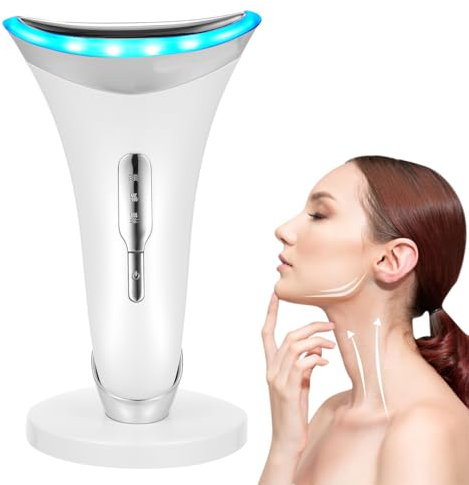 Appareil Massage Visage Anti Rides, Masseur Facial Lifting Visage et Double Menton, 3 Modes LED, Chauffage à 45℃ EMS, Électrique Appareil de Beauté pour soulager et resserrer anti-âge