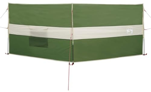 vidaXL camping windbreak green 344x120cm waterproof polyester - portable beach windbreaker with metal stakes and storage pocket, foldable outdoor barrier, easy setup