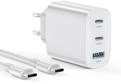 BHHB USB-C-laddare 40 W 3-portar USB-C-laddare typ c snabbladdning multi-snabb laddare Kompatibel med iPhone 17 16 15 14 13 12 11 Pro MAX XR XS 8 7, iPad, Samsung