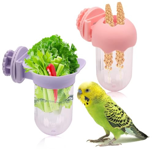 2 Pack Bird Cage Vegetable Feeder Veggies Holder with Water No Mess Hanging Feeder for Canary Finch Parakeet Budgie Cockatiel Lovebird