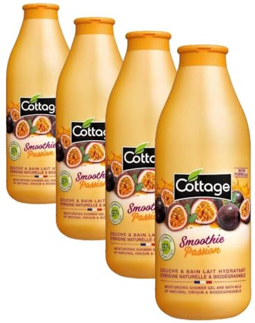 Gel de ducha y Baño de Leche Smoothie Pasión 750 ml (Paquete de 4)