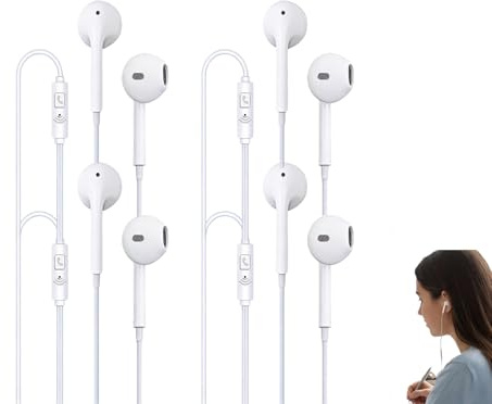 Auriculares In-Ear con Cable, 4 Pack Jack de 3,5 mm, Auriculares HiFi Estéreo con Micrófono y Cancelación de Ruido, Control de Volumen, Compatibilidad Universal con Dispositivos de Conector de 3,5 mm