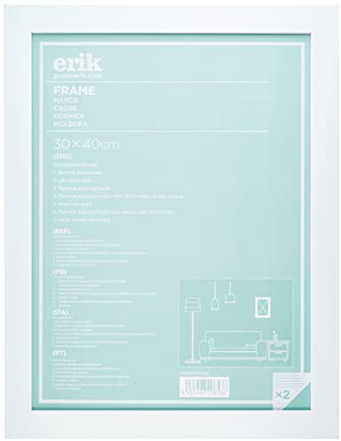 Grupo Erik: Cornice 30 x 40 cm Bianca - Cornice da parete in legno MDF, Cornice 30x40, Cornice legno 30x40, Cornice per puzzle, per quadri o foto