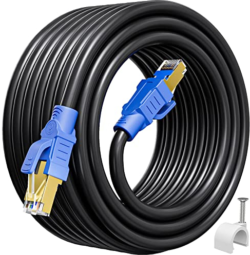 Netzwerkkabel 15 Meter Cat 8, LAN Kabel 15 Meter EthernetKabel Schwarz 40Gbps 2000MHz InternetKabel High Speed Gigabit WiFi Patchkabel SFTP Geschirmt WLAN RJ45 Kabel für Router Modem