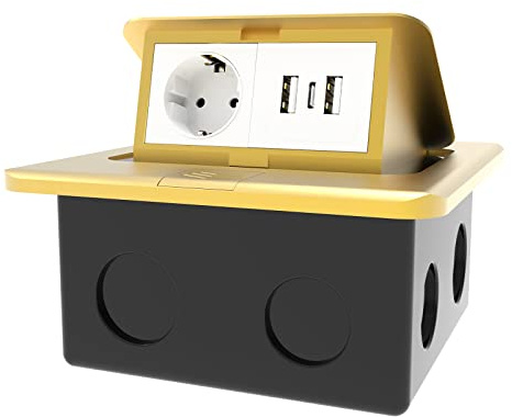 AXOTEN wasserdichte Versenkbare Steckdose Küche Versenkbare Steckdose Bodensteckdose für Boden Tisch, Arbeitsplatte, Restaurant Küche（Type-C USB 2.0） New