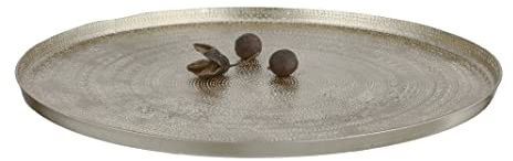 Meinposten Dekoteller Kerzenteller Metall Teller gold silber 21 o. 31 cm Schale Tablett (29 cm silber)