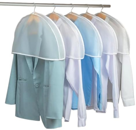 Merkaunis 50 Pcs Shoulder Covers, 23.6 x 11.8 Inch, Clear Plastic, Garment Shoulder Dust Covers for Coats, Jackets, Dress Closet Storage