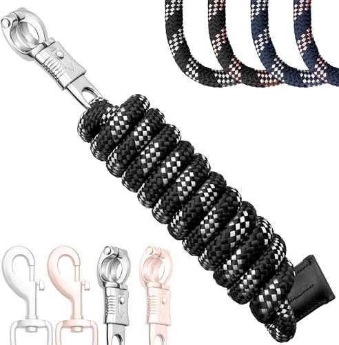 Esposita Führstrick Anbindestrick Solid Champion Edition mit Panikhaken oder Karabinerhaken, Snaphaken, Strick (Schwarz/Silber, Panikhaken)