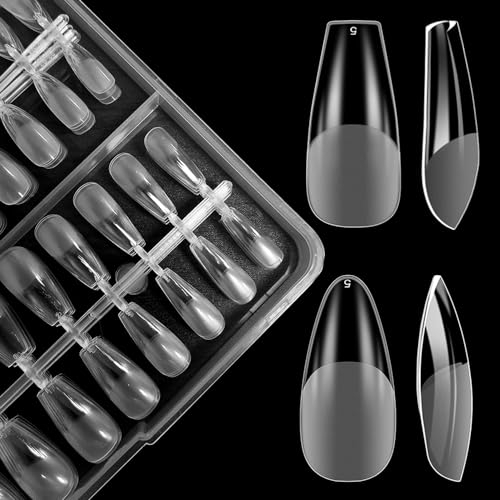ZIFUTON Tips Für Gelnägel 384 Stück, Nagel Tips Set-Ballerina & Almond, Künstliche Nägel Kurz Press on Nails Fake Nails Gel x Nail Tips, Full Cover Nail Tips Für Nagelstudios Starter Diy-24 Größen