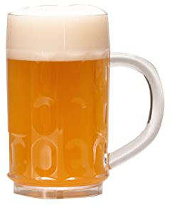 benderstore Lot de 8 chopes à bière de 300 ml - Avec poignée - Transparent - Réutilisable - Avec calibrage en plastique polycarbonate - Fabriqué en Allemagne (8)
