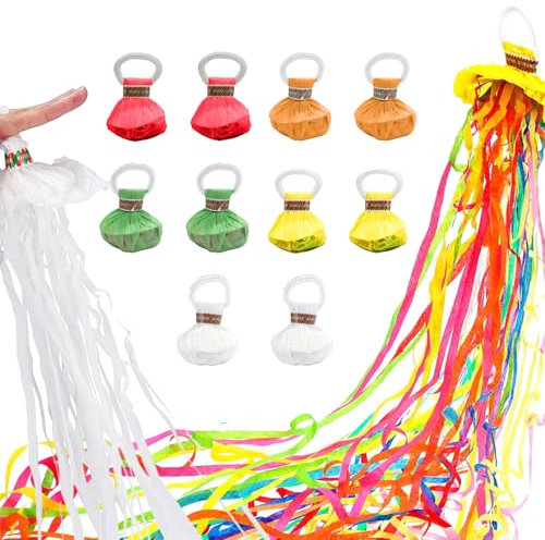 10 Stück Wurf Luftschlangen Bombe Party Wurf Luftschlangen, Hand Werfen Streamer Konfetti Luftschlangen, für Geburtstag Hochzeiten Weihnachten Karneval Abschlussfeier (8 Farben & 2 Weiß)