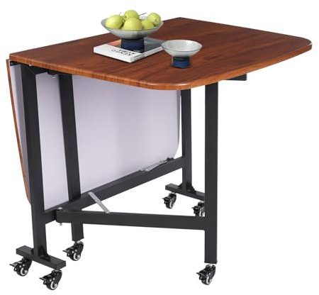 Susoso Tavolo pieghevole multifunzione, portatile, pieghevole, rettangolare, con 6 ruote universali, capacità di carico 100 kg, per giardini Brwon, nero