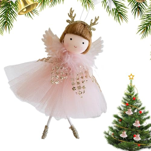 Ornements de poupées d'ange, ornements pour anges de Noël | Décorations de poupées avec ailes d'ange,Pendentifs décoratifs pour sapin de de Noël pour décoration de fête