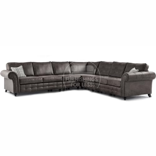 Furnishings For Less UK New Country Chesterfield Oakland 3 Corner 3 7 Seater L Shaped Large Corner Sofa Leather Aire Charcoal Grey