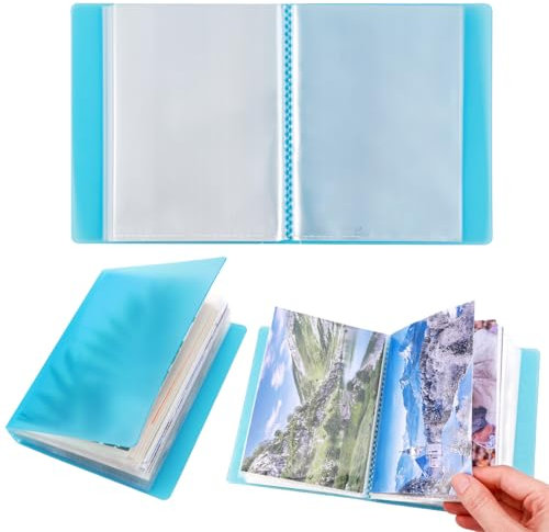 OTCRAFT Lot de 40 pages/lot de 40 pages pour album photo - Pochoirs de découpe pour cartes postales, autocollants, photos, tampons transparents et matrices de découpe - 28,4 x 16,3 cm (bleu)