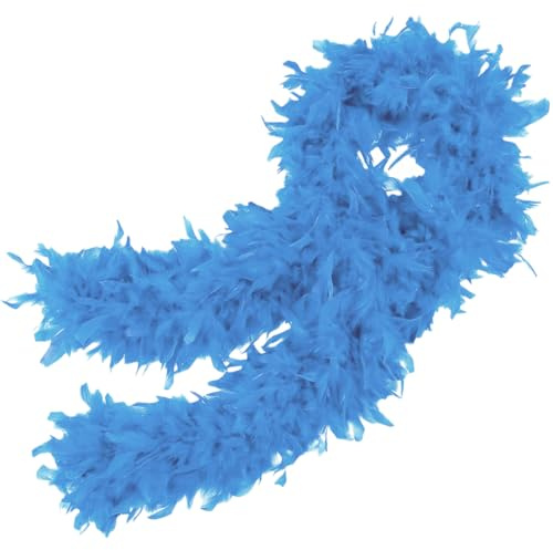 NHQZ NHQ Accessoire Annee 20,Boa Plume 2 M,Plume Bleu,Boa Bleu Ciel,Plume Cape Tour de Cou,Boa de Plumes Moelleuses,Plume Carnaval,Accessoires Carnaval,Accessoires Fluo,Tenue des Années 20