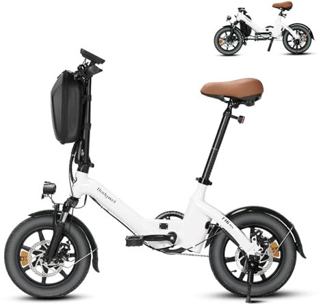 Bodywel T16PRO Mini E Bike 14 Zoll faltbar Elektrofahrrad 250W 36V/7.8Ah Akku mit APP Funk für Herren Damen,Reichweite Max 45 km (Weiß)