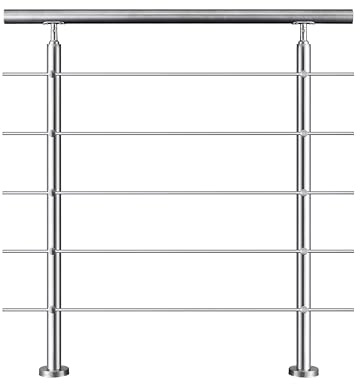 AICA Barandilla de acero inoxidable 304 - Pasamanos para escaleras - para balcones, escaleras, balaustradas con travesaños (120 cm, 5 travesaños)
