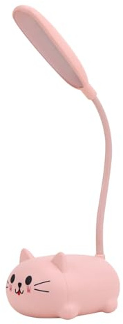 VILLFUL Lampada da Scrivania per Bambina Forma di Gatto Rosa LED Ricaricabile USB Luce da Notte e Studio Protettiva per Occhi Lampada da Tavolo per Cameretta Ragazza