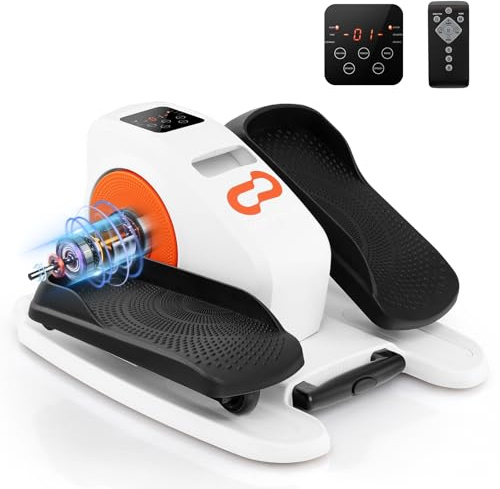 GOPLUS Elíptica Máquina Bajo Escritorio, Pedal Eléctrico para Casa con Pantalla y Control Remoto, 3 Modos Automáticos, 5 Velocidades, Entrenador Elíptico Portátil para Ancianos y Adultos