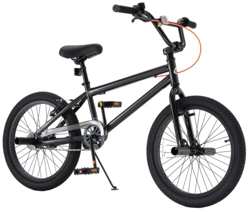 RoyalBaby 20 Inch BMX Freestyle Bike for 7-12 Year Old Beginners, Durable Carbon Steel Street Bicycle with U-Brakes & 2.35 Wide Tires, Easy Assembly Kids Bike for Stunts & Commuting, Black