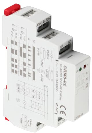 Stylebest GRM8‑02 Elektroniskt impulsrelä Kompakt Design för Flerpunktskontroll AC/DC 12‑240V Idealisk för Hemautomation