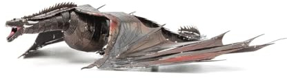 Fascinations ICX124 – Metal Earth ICONX 502982 – GOT Game of Thrones Drogon, laserskuren 3D-konstruktionssats, 2 metallplattor, från 14 år