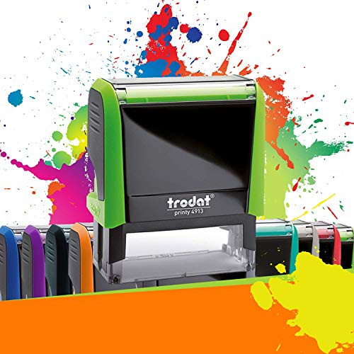 Trodat Printy 4913 - Professioneller Selbstfärbestempel mit 5 Zeilen zur Personalisierung – Textplatte 58 x 22 mm Inklusive (Grün)