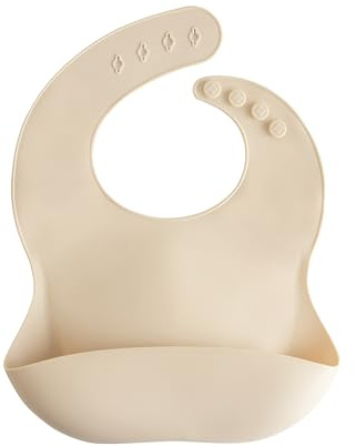 mushie Babero de Silicona para Bebés | Baberos de Alimentación con Bolsillo | Fáciles de Lavar | 4 Tamaños Ajustables | Sin BPA | Accesorio Durable para Niños Pequeños y Niñas | Shifting Sand