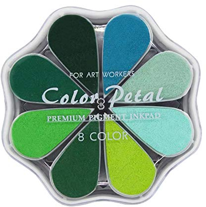 Stempelkissen in 8 Farben zum Basteln, Regenbogenfarben, kleine Gummistempel, Stempelkissen, Pigmentblütenpunkt-Optionspad, waschbar, für Kartenherstellung, Sammelalben(1016)