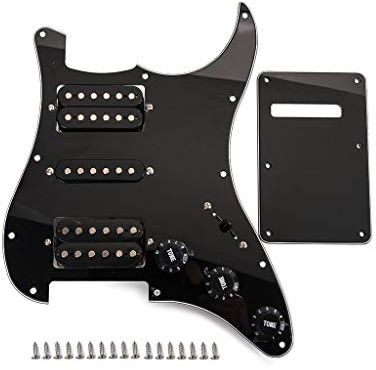 Alnicov Humbucker Schlagbrett mit Kabelplatte schwarz für HSH Gitarre mit Rückdeckel und Schrauben