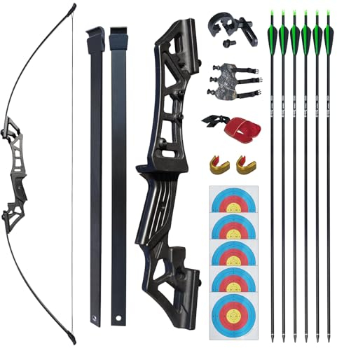 D&Q Bogenschießen Takedown Recurve Bogen und Pfeile Set für Erwachsene Langbogen Jagdbogen Rechte Hand für Anfänger Jagd Schießübungen 30lbs 40lbs (30LBS)