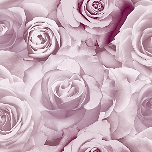 Exclusive Glamour Wallpaper Floral Flower Rose Pink Grey Lilac Blush Silver Soft Light 3D (Pink AL1005)
