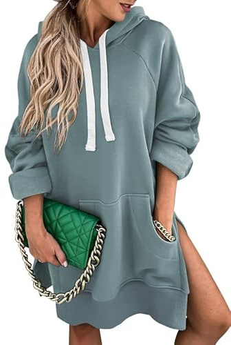 SHEWIN Womens Fashion Hoodies for Women 2025 Long Sleeve Pullover Loose Solid Sweatshirts Trendy Fall Fashion,(US 20-22) 2XL,Blue