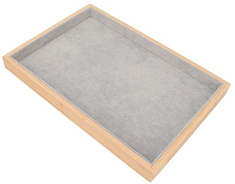 Bandeja Organizadora de Joyería en Madera y Franela, Color Gris, para Almacenamiento de Joyas