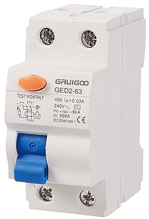 Disjoncteur différentiel : disjoncteur FI RCD 2 pôles 40 A Disjoncteur différentiel 30 mA Installation (interrupteur FI 2 pôles 40 A)