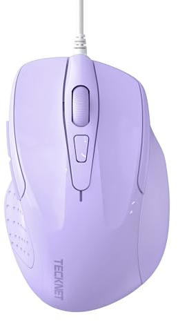 TECKNET Maus mit Kabel, Computermaus mit 6 Tasten, 6400 DPI, Ergonomisches Optical Business Kabelgebundene Maus für PC, Laptop, USB-Kabel 150 cm