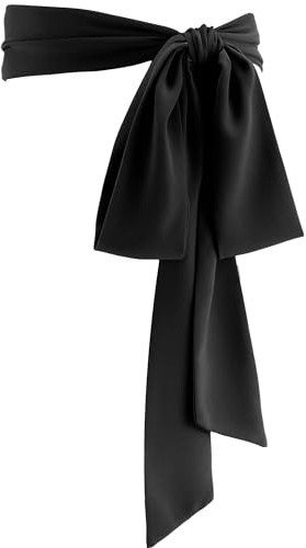 Glitopper Women Chiffon Belt Dress Waist Sash,Black,Classic Style