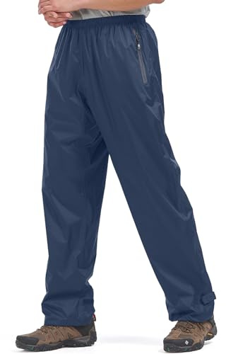 mosingle Pantalones impermeables para hombre, ligeros, transpirables, resistentes al viento, con bolsillos con cremallera, pantalones de lluvia para golf, senderismo, pesca al aire libre, ciclismo,