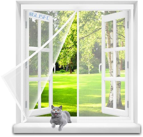 Moustiquaire sur Mesure AimantéE, 115x180cm Facile à Installer Fermeture Automatique Rideau de Porte Anti Insecte Mouche Moustique pour Enfants et Animaux de Compagnie Blanc