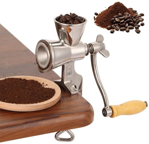FAcoLL Manual Grain Mill Grinder, Stainless Steel Rotary Cheese Grater with Hand Crank, Desk Clamp Type Nut Chopper for Corn, Rice, Soybeans, Pepper, Spices A