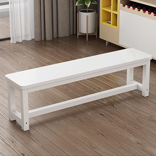 Panca da pranzo in legno bianco con gambe in metallo, mobili salvaspazio per ingresso, camera da letto, giardino, fattoria, corridoio e soggiorno, panca da cucina interna, 80 x 35 x 45 cm