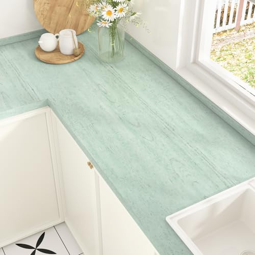 Yullpaper Pellicola Adesiva Legno Verde Per Mobili Carta Da Parati Adesiva Muro Moderna Carta Adesiva Effetto Legno Verde Per Armadio Piano Di Lavoro Rivestimento Adesivo Per Mobili 40cm x 800cm