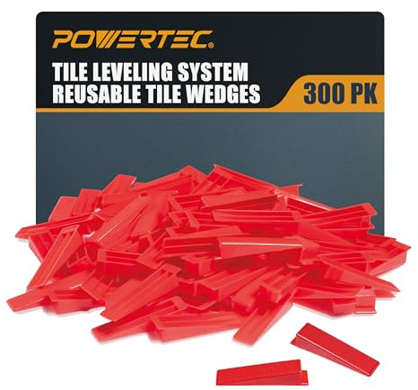 POWERTEC Tile Leveling System Reusable Tile Wedges 300 Pack for Floor and Wall Tile Installation, Tile Installation Kit for 1/8 and 1/16 Tile Spacers (71897-P3)